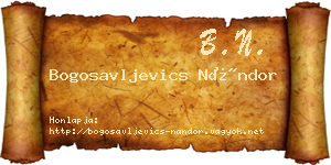 Bogosavljevics Nándor névjegykártya